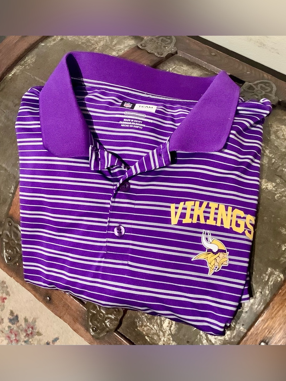 Minnesota Vikings NFL Purple Striped Polo Shirt - Men’s Sz XXL